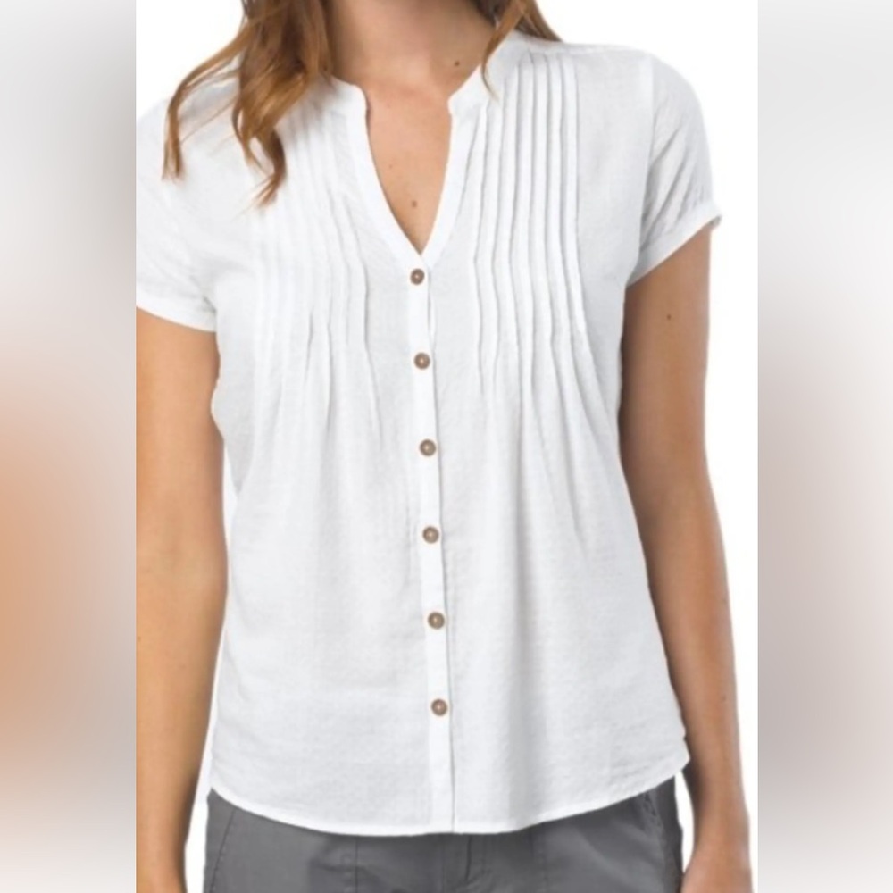 Prana Ellie 💯 organic cotton! White Button-Down Women's Shirt